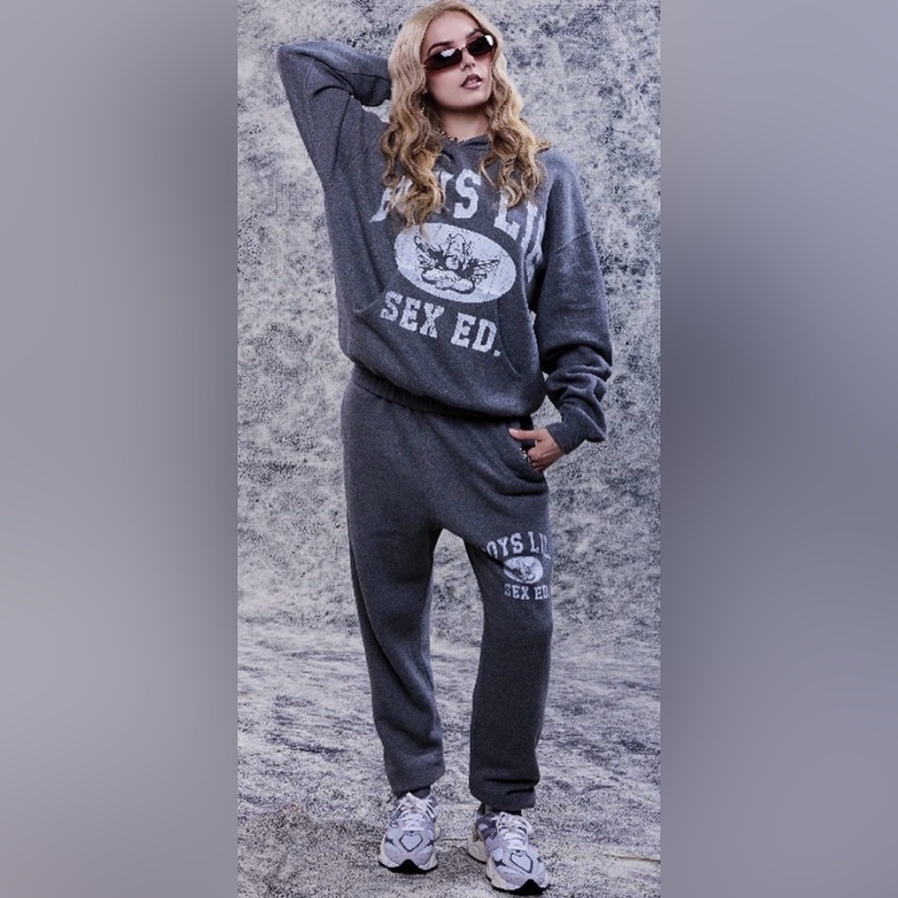 Boys Lie Charcoal Graphic Jogging Outfit